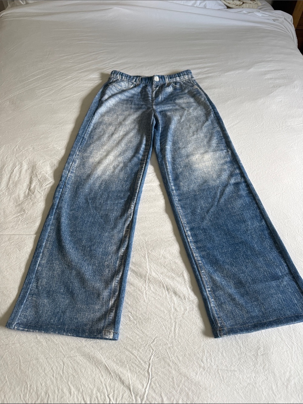 Mila Rosabella High-Rise Wide-Leg “Jeans”/Sweatpants. Size S